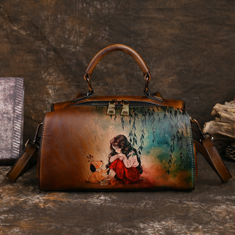 Handdrawn Gradient Women's Large Capacity Multifunctional Shoulder Bag