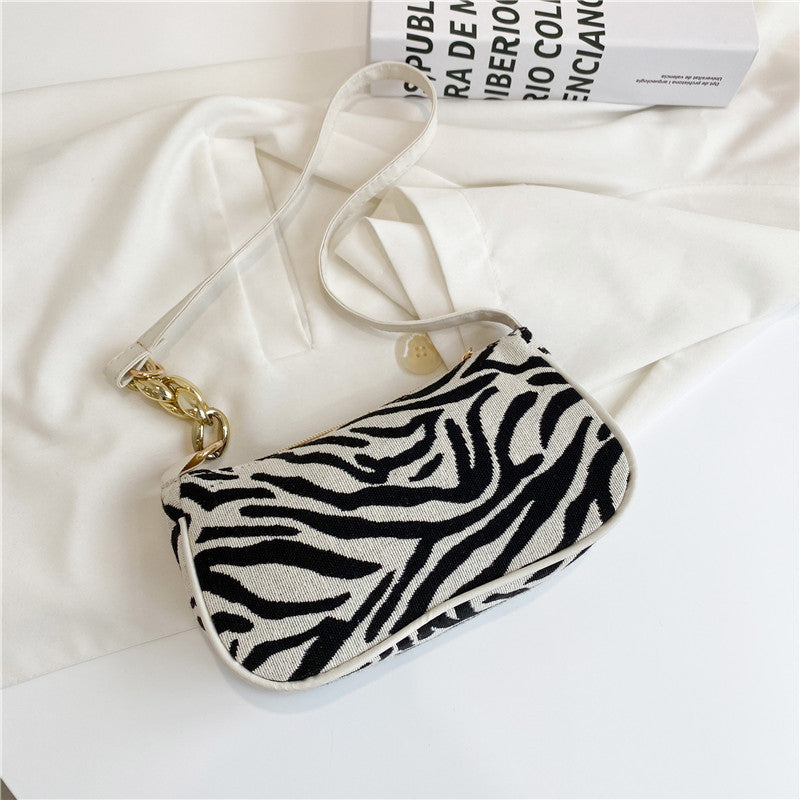 Zebra Pattern Canvas Bag Women's Underarm Bag