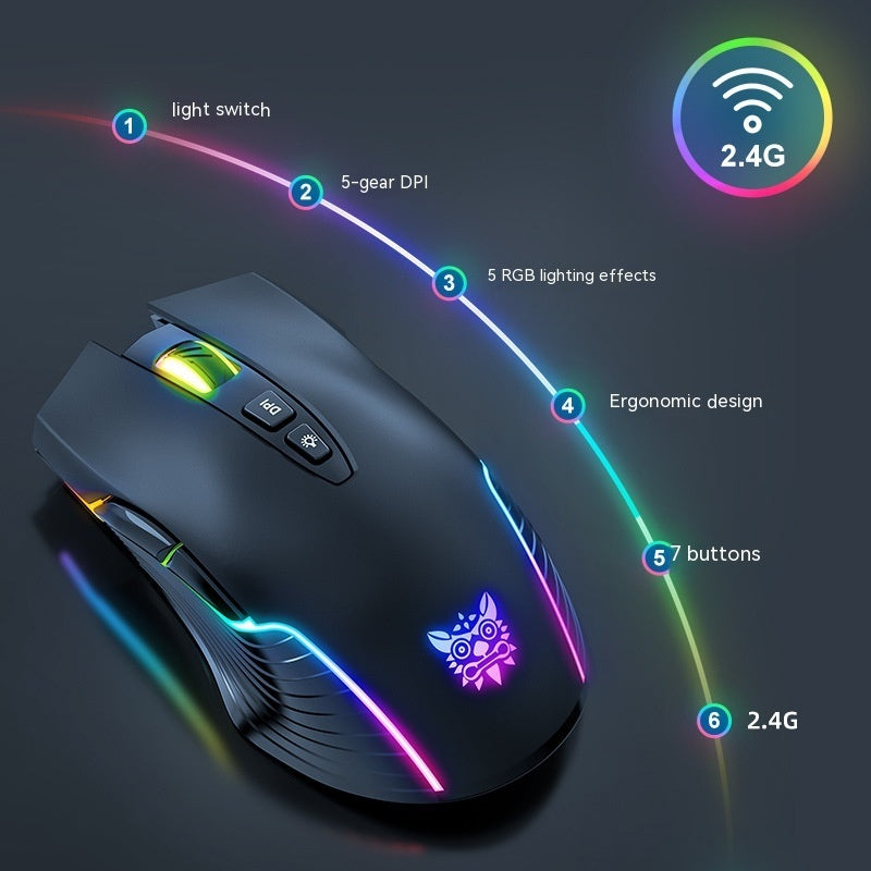 USB Charging Luminous 24g Wireless Gaming Mouse Bluetooth