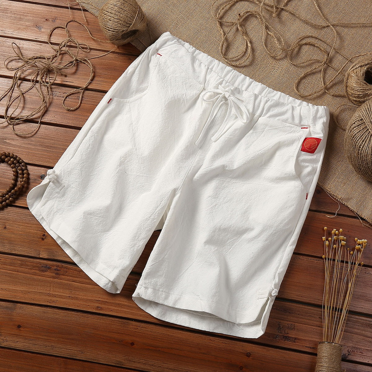 Plus Size Cotton & Linen Casual Shorts Breathable