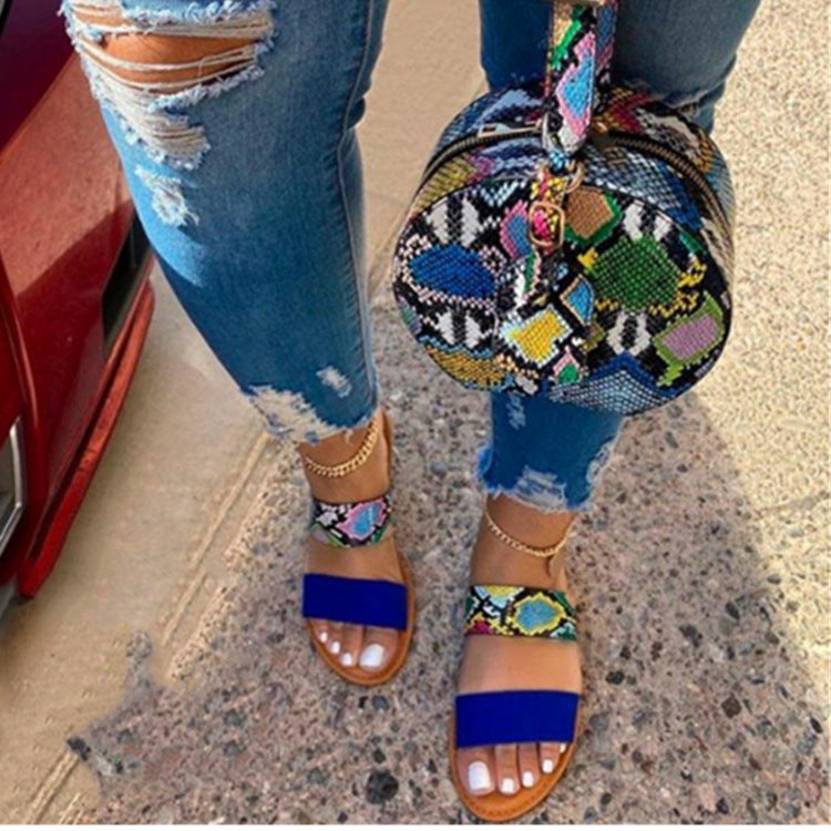 Sandals Flat Bottom Ladies Slippers Flat Hollow Fashion Women's Round Bulge Bag
