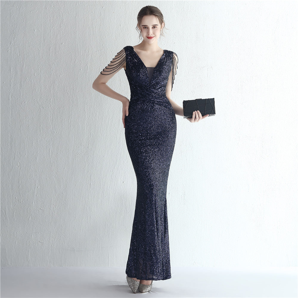 Banquet Temperament Showing Long Sequin Dress