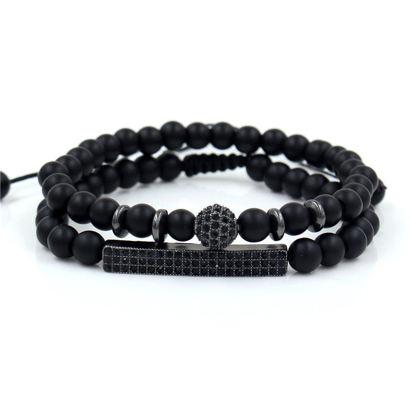 Retro Simple Black Frosted Bracelet Set