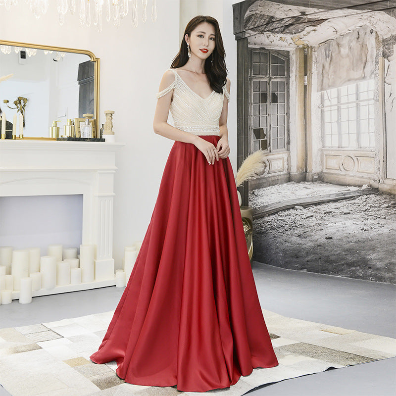 Sexy High Waist Party Long Dress with Zipper in Dark Green & Wine Red
