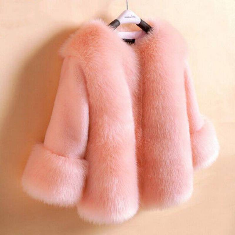 Girls' Faux Fox Fur Thickened Cotton Coat for Kids