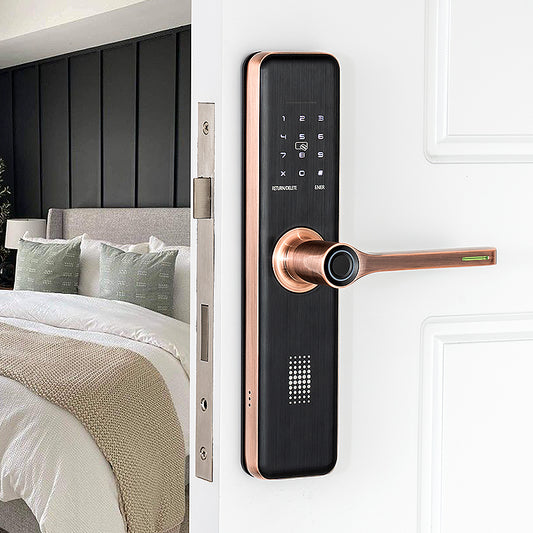 Smart Aluminum Door Lock with NFC, Fingerprint & Card Access – Keyless for Glass & Wood Doors
