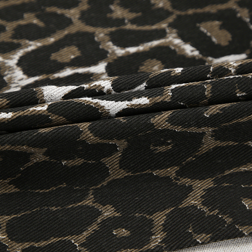 Commute Style Cotton Leopard Print Straight Ankle Skirt