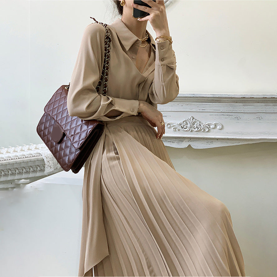 Oversized Loose Waist Over-the-knee Shirt Dress