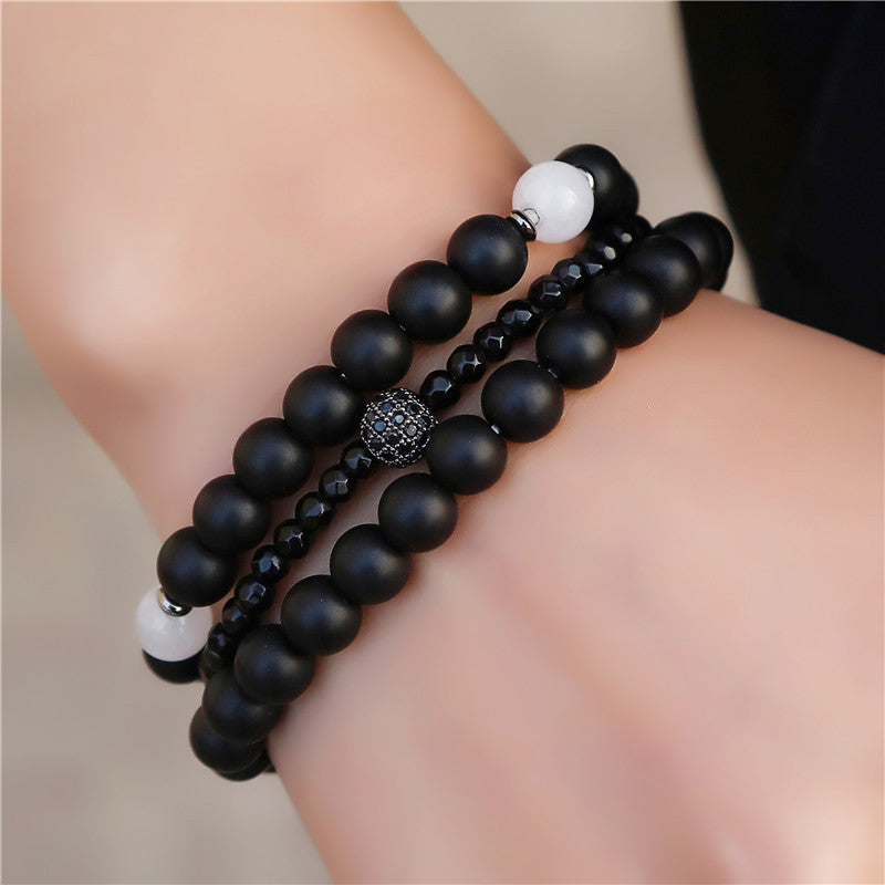 Retro Simple Black Frosted Bracelet Set