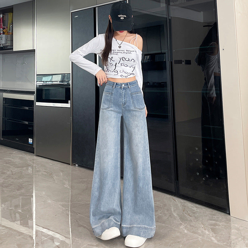 Women's High Waist Slimming Loose Straight Jeans