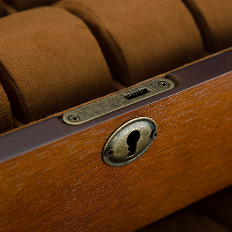 Wooden ash double-layered watch box with lock