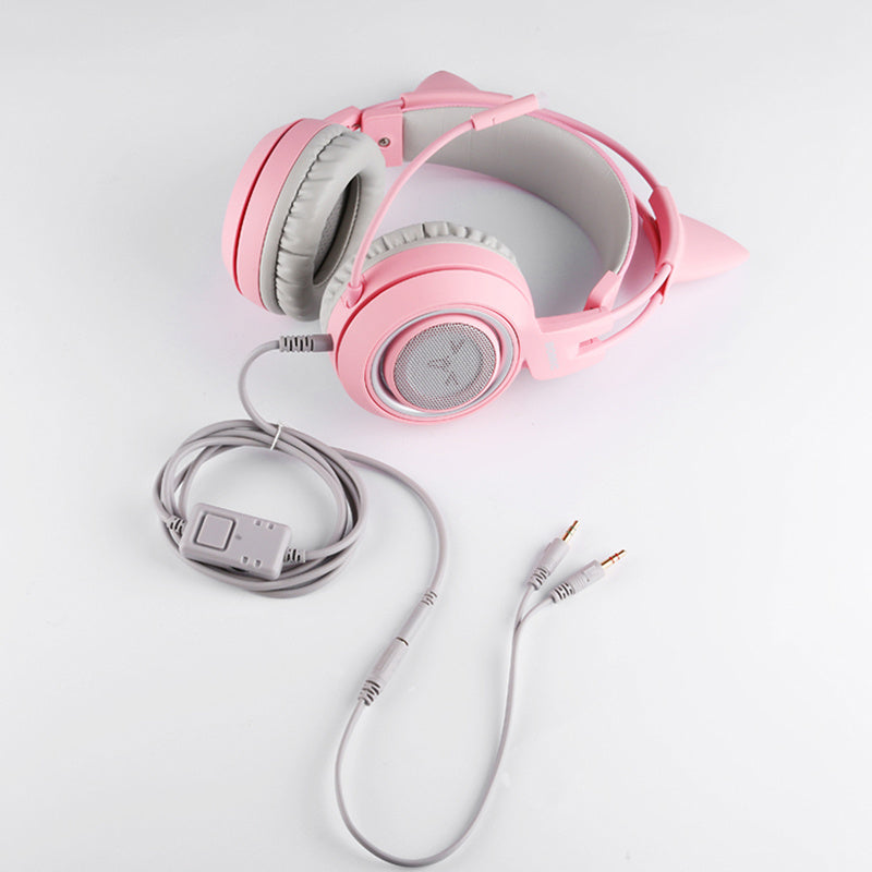 G951s Girl Cat Ear Gaming Headphone 3.5mm Plug Cute Headset For PC One PS4 Phone Pad Girl Kids Gaming Headset