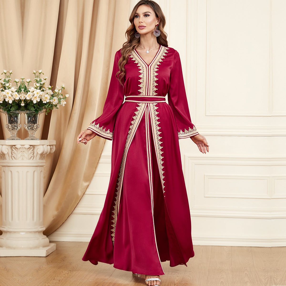 Muslim Women's Two-Piece Dress and Coat Set