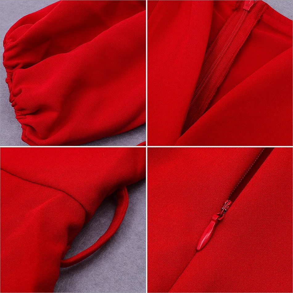 V Puff Sleeve Skinny Slim Cover Hip Jumpsuit