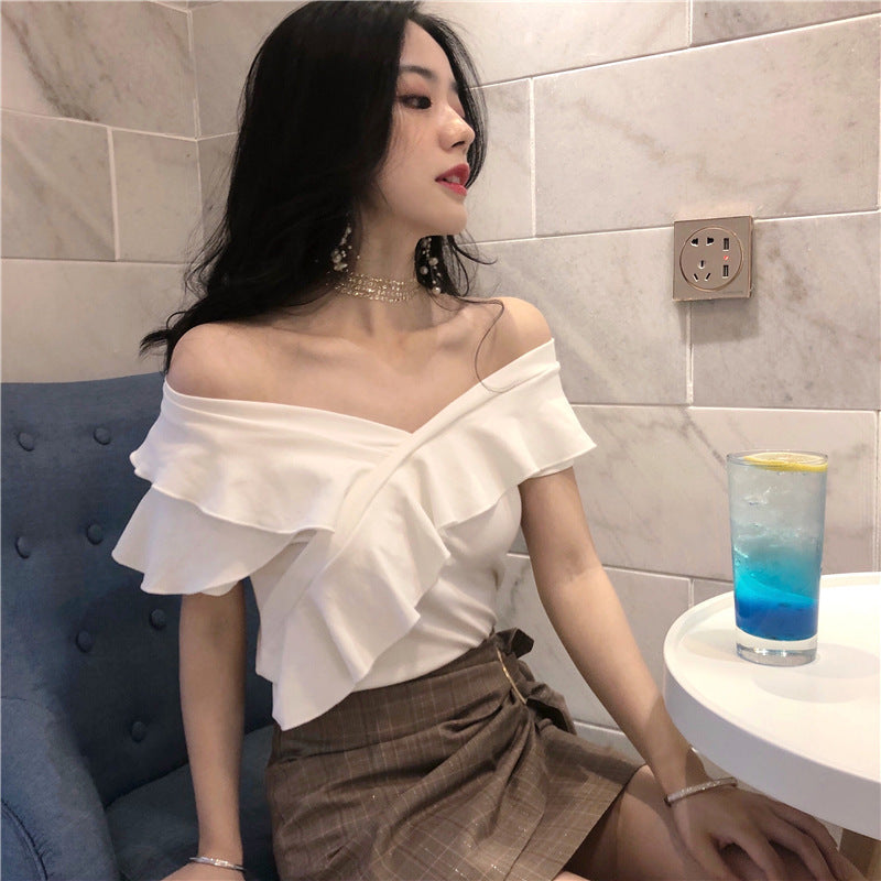 One-shoulder wild short sleeve