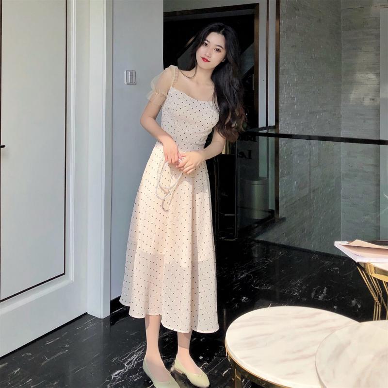 Polka-dot mesh dress