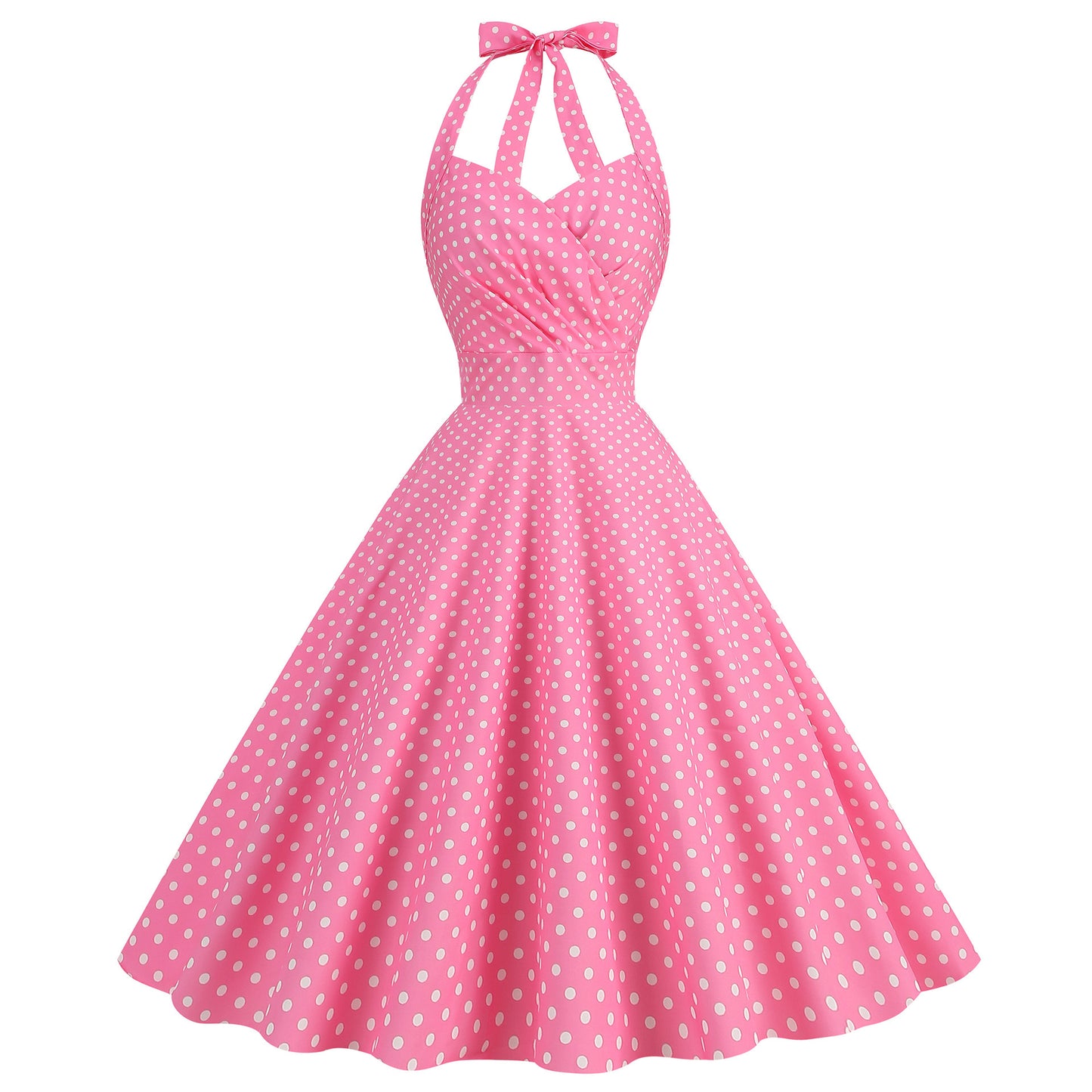 Retro Sexy Halter Chest-wrapped Slim-fit Printed Large Swing Dress
