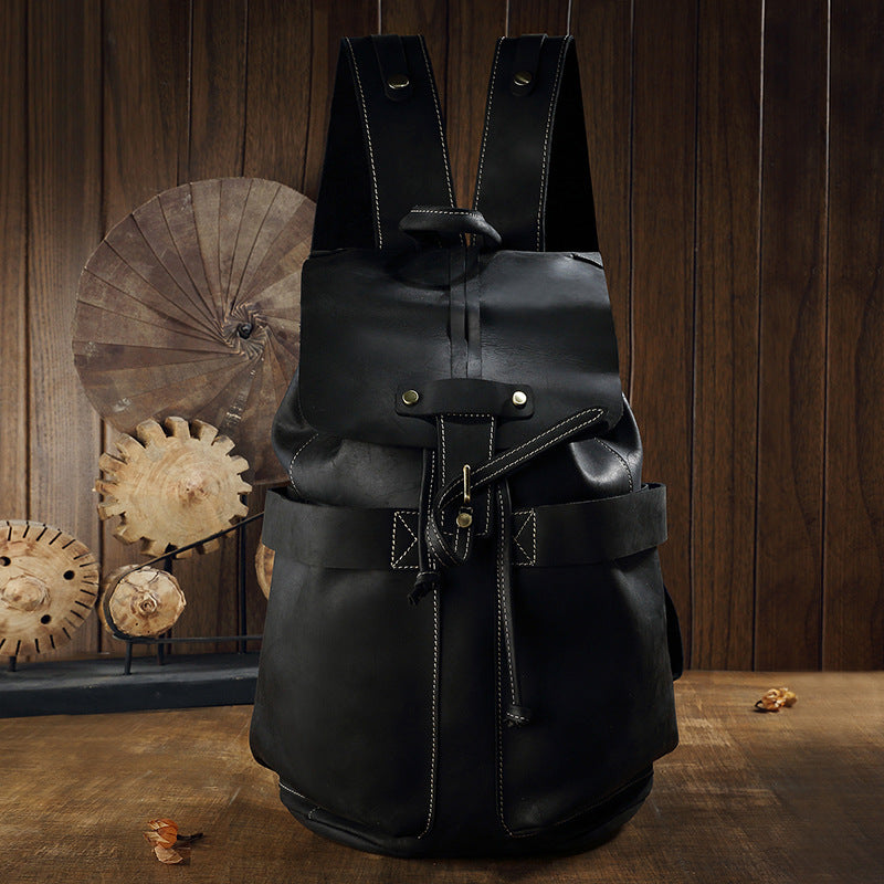 Men's Casual Travel Vintage Crazy Horse Leather Backpack