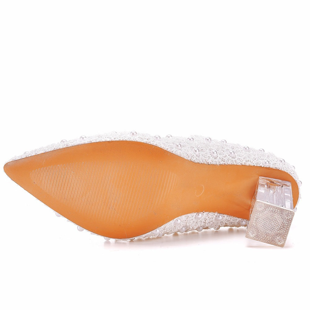 7cm Crystal Clear Chunky Heels