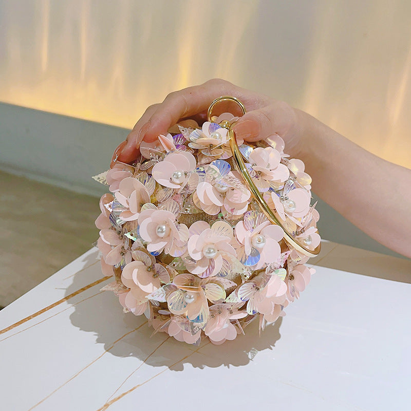 Flowery Shoulder Crossbody Small Bag Bracelet Round