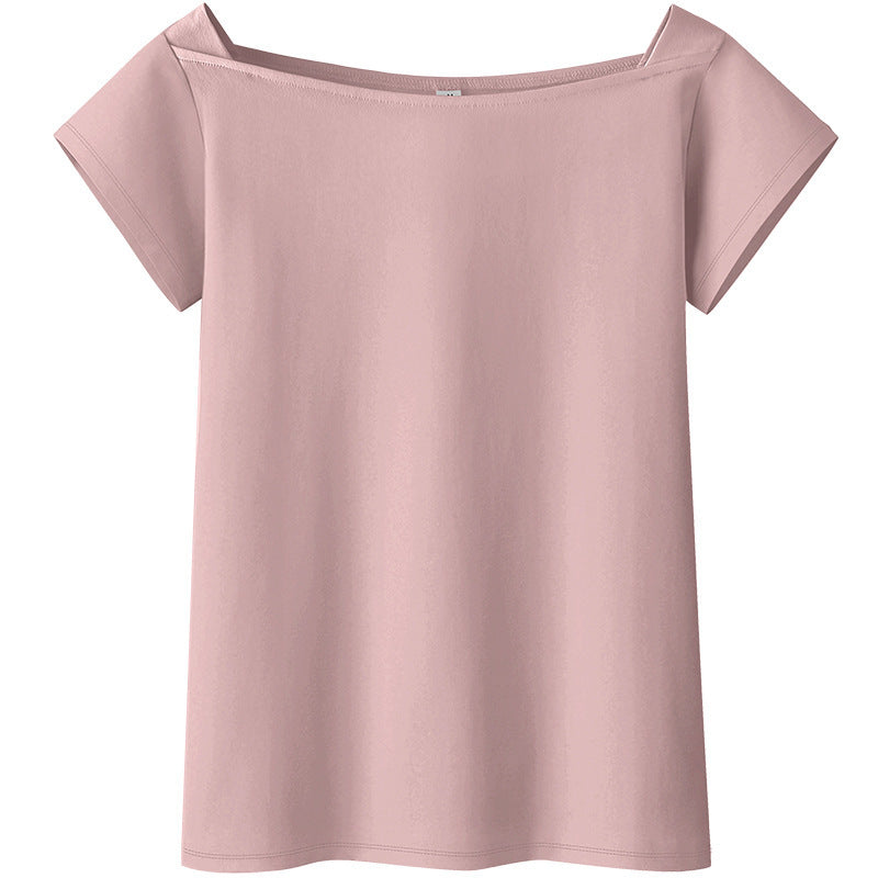 Fashionable Women's Slim Half-sleeved White Bottoming Shirt Top