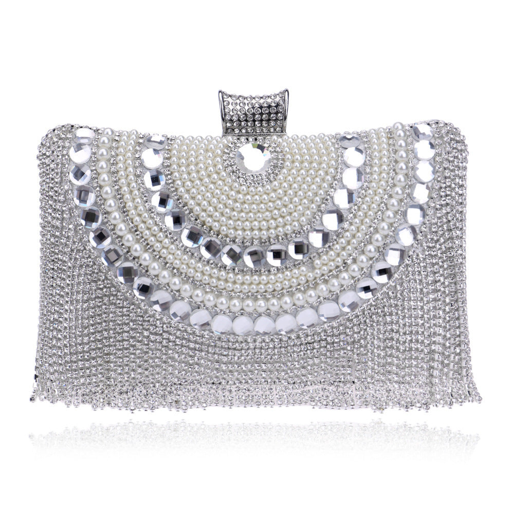 Ladies Tassel Evening Banquet Bag with Diamond Accent