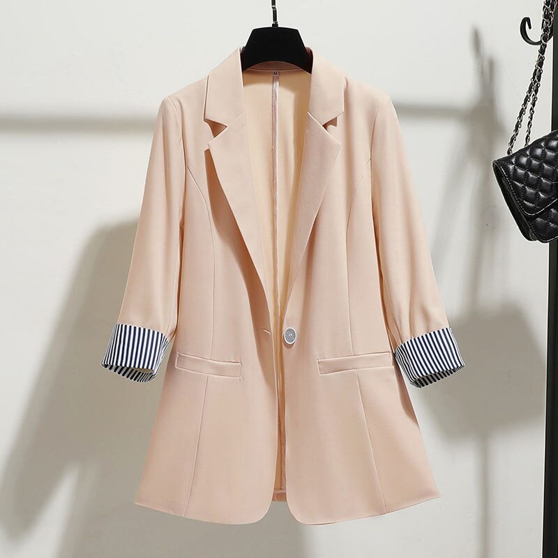 Slim Drape Thin Three-quarter Sleeve Suit Top