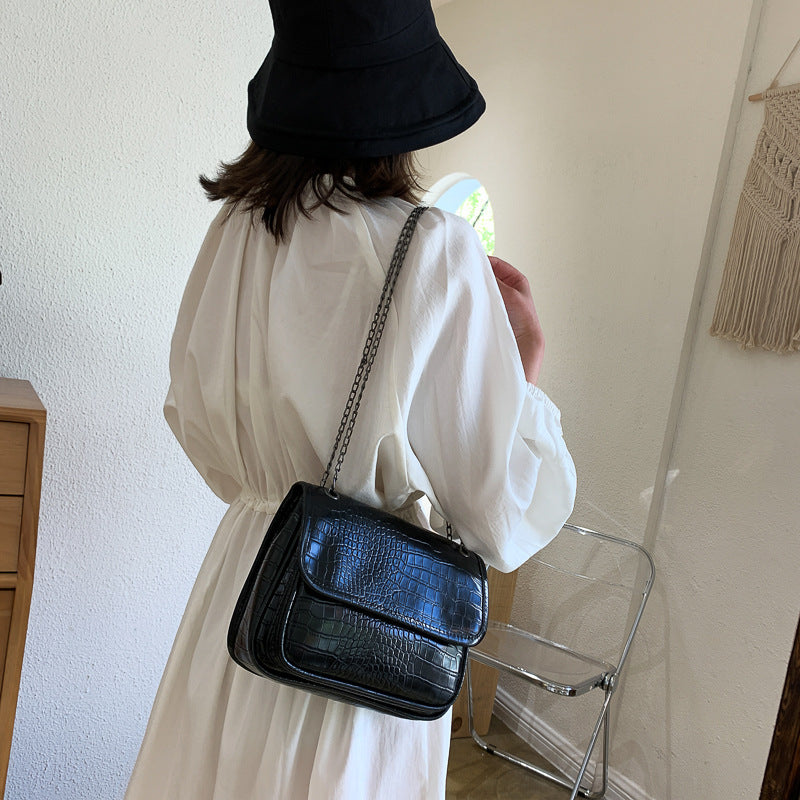 All-match Crocodile Pattern Chain Shoulder Messenger Small Square Bag