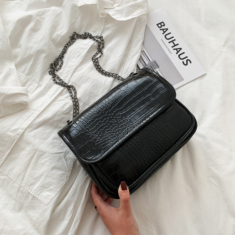 All-match Crocodile Pattern Chain Shoulder Messenger Small Square Bag