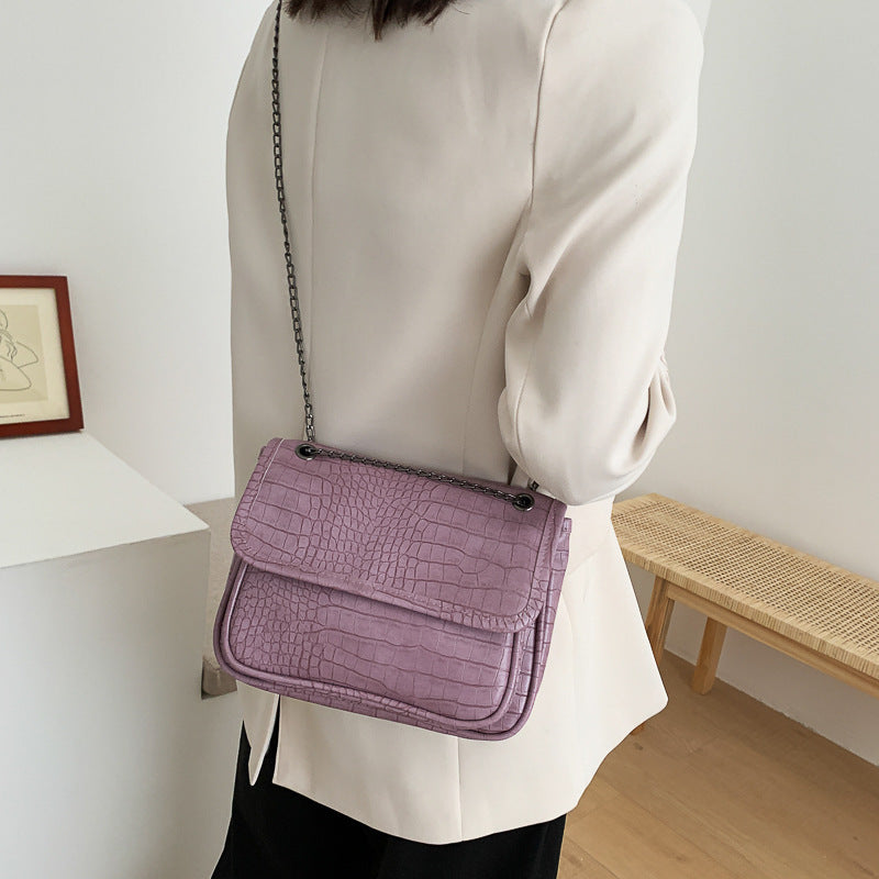 All-match Crocodile Pattern Chain Shoulder Messenger Small Square Bag
