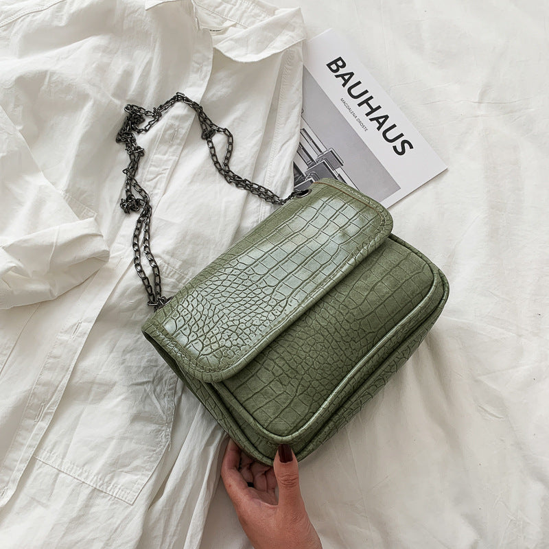 All-match Crocodile Pattern Chain Shoulder Messenger Small Square Bag