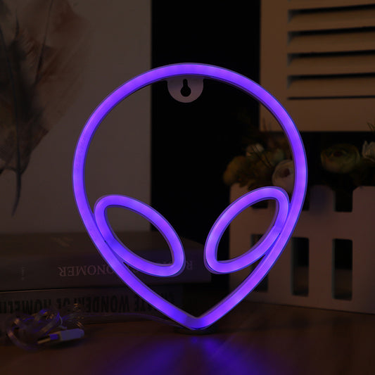 LED Alien Pendant Neon Wall Light with USB & Battery Power