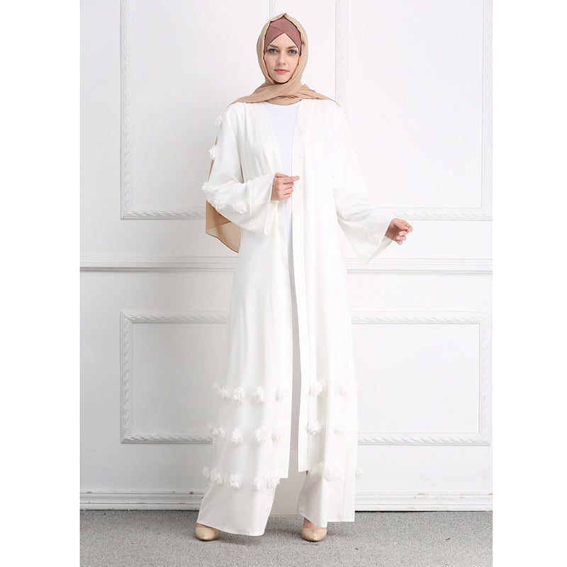 Three-dimensional Flower Abaya Super Long Mopping Dress