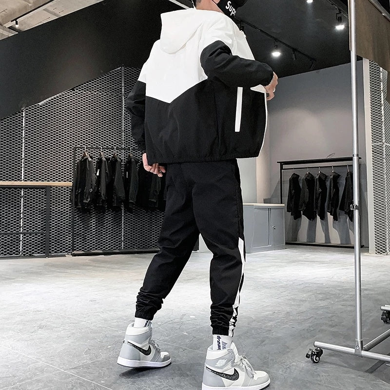Men's Hooded Sportswear Jacket & Harem Pants
