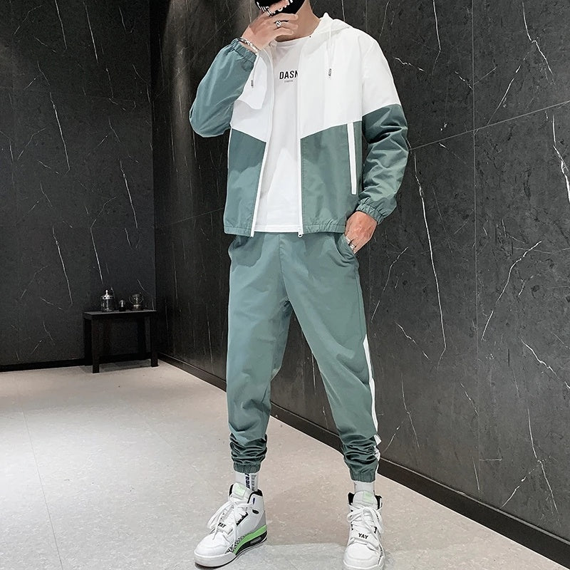 Men's Hooded Sportswear Jacket & Harem Pants