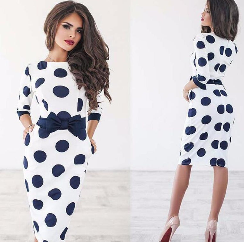 Polka Dot Slim Bag Hip Sexy Dress
