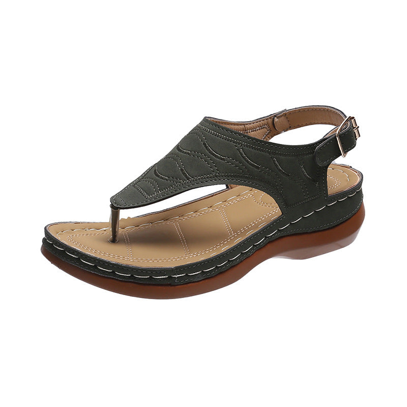 Casual Sandals Wedge Heel Solid Color Flip Flop