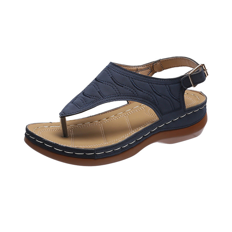 Casual Sandals Wedge Heel Solid Color Flip Flop