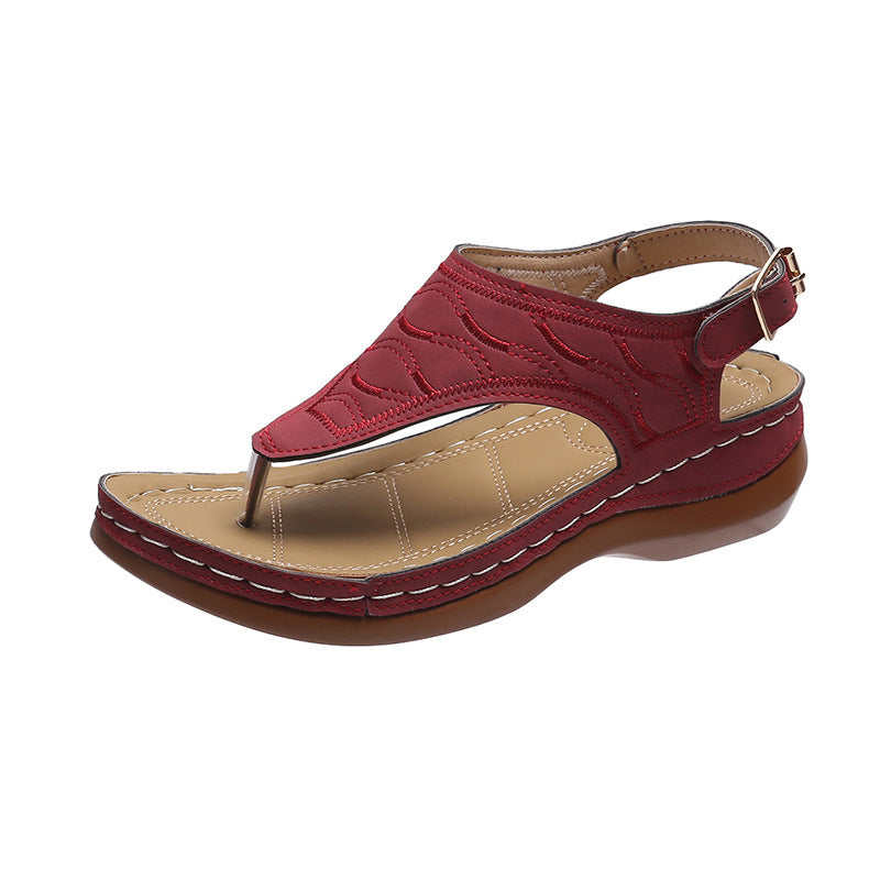 Casual Sandals Wedge Heel Solid Color Flip Flop