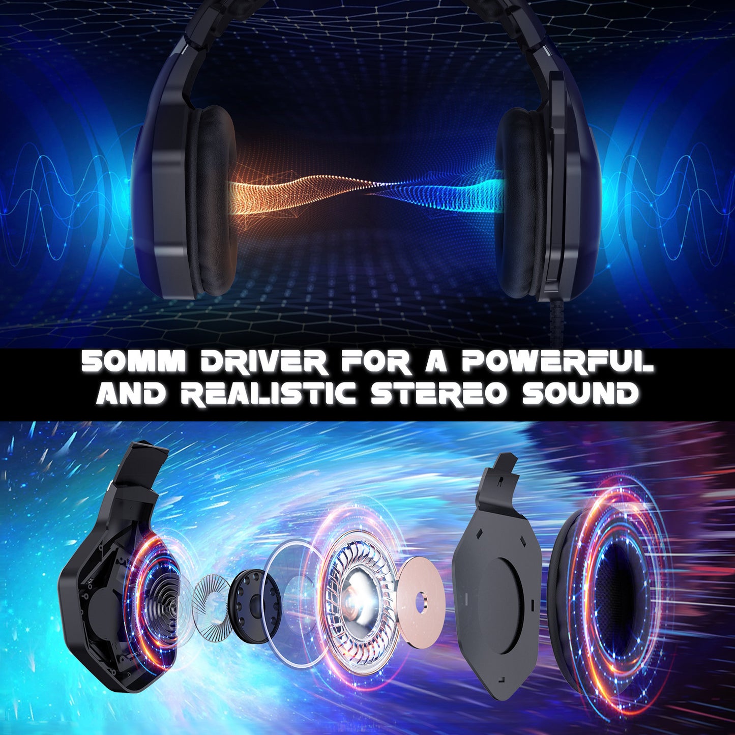 ONIKUMA K10 PRO Gaming Headset Stereo Gaming Headphones For PS4 PS5 One With Mic Led Light