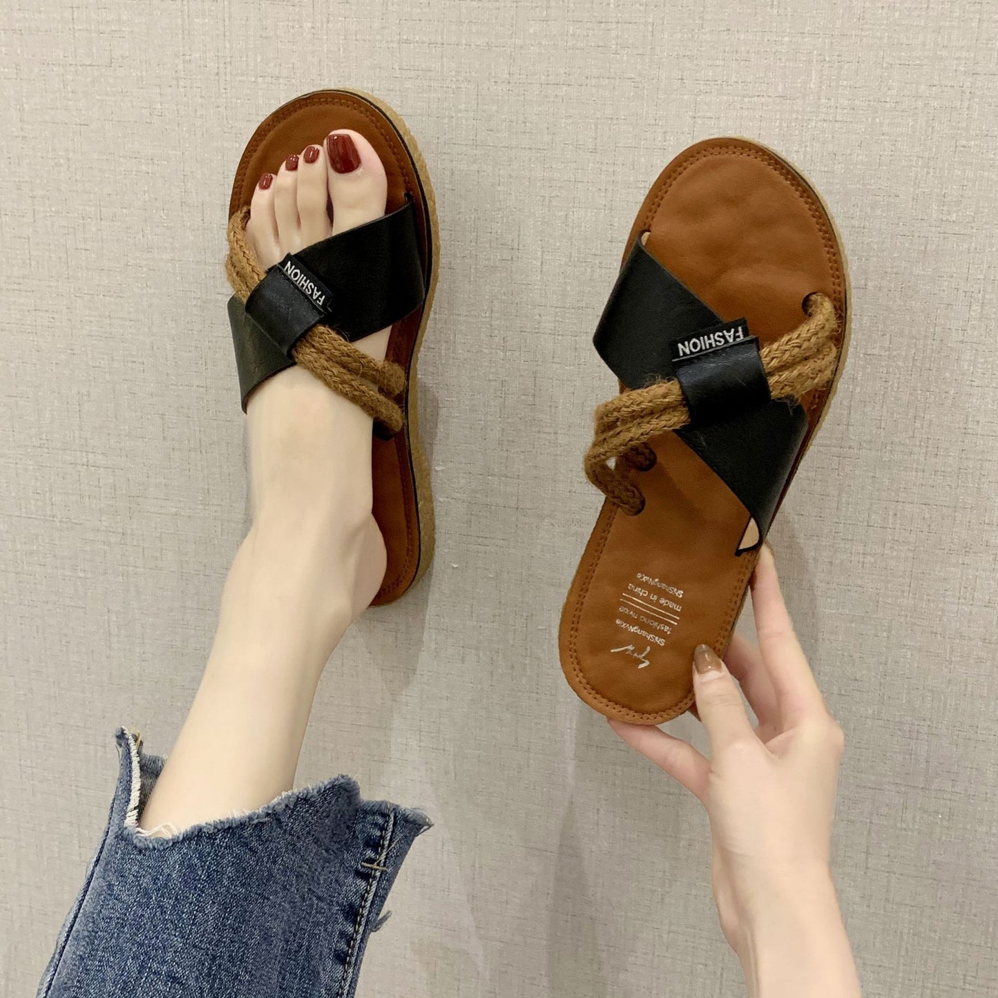Net Red Flat Sandals And Slippers Women Summer Beach Shoes