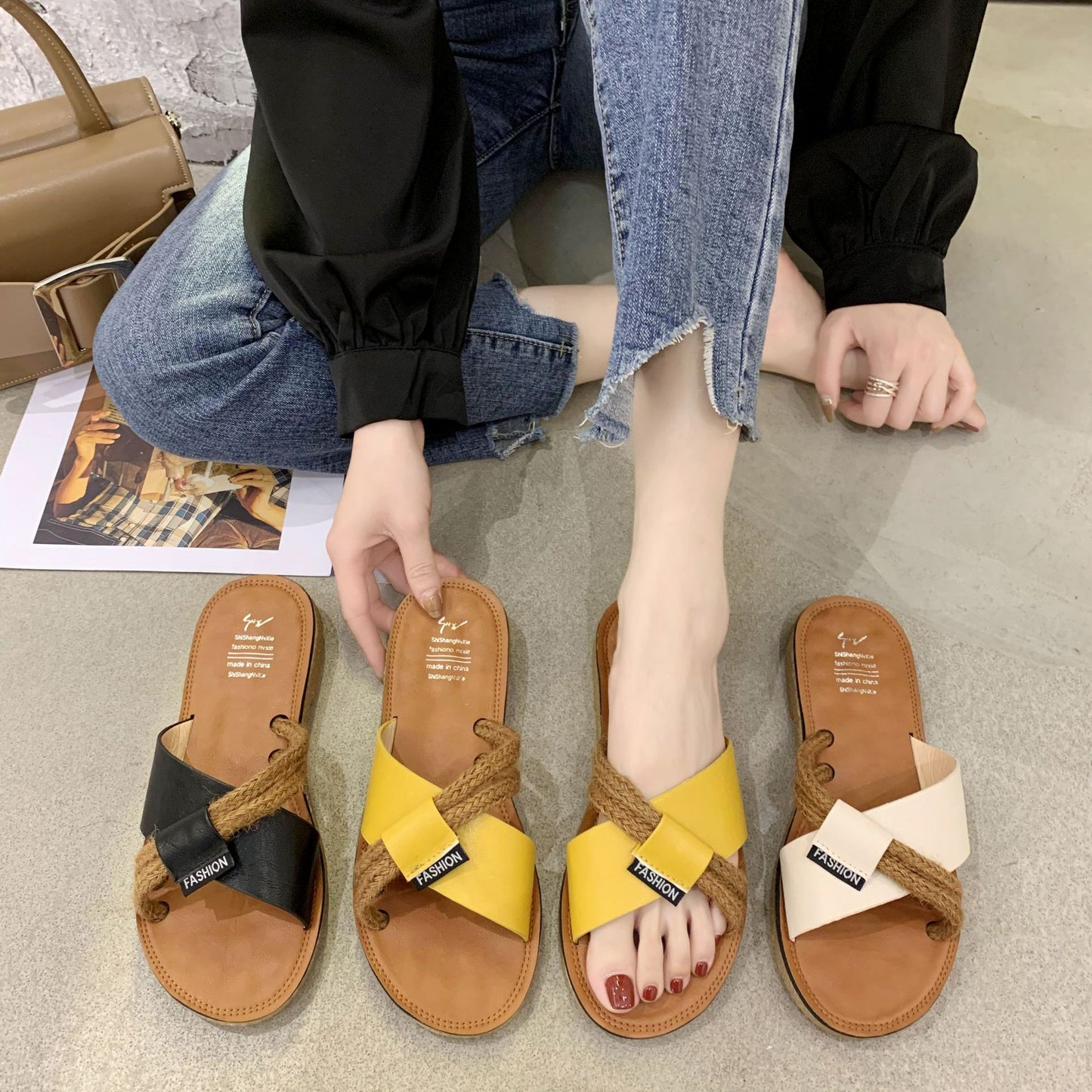 Net Red Flat Sandals And Slippers Women Summer Beach Shoes
