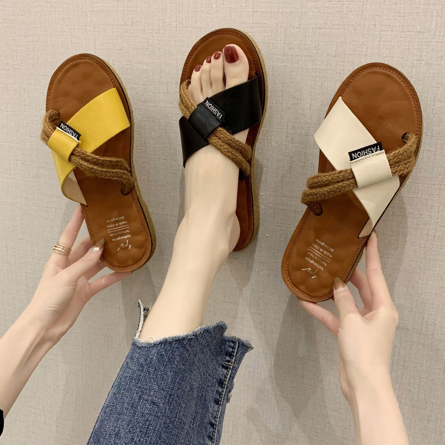 Net Red Flat Sandals And Slippers Women Summer Beach Shoes