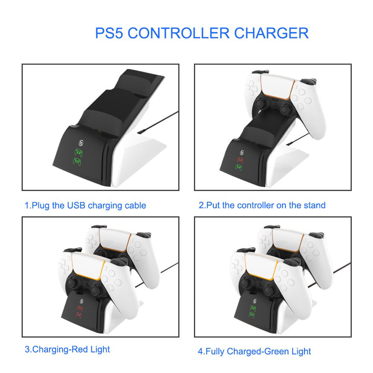 Ps5 Handle Aircraft Double Seat Charging Ps5 Wireless Handle Charger P5 Base Double Charging Contact Charging Fast Charging