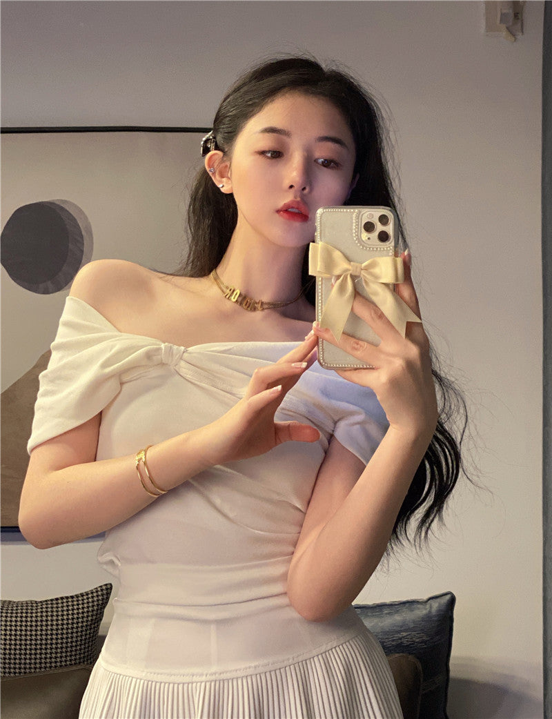 Pure Cotton White T-Shirt Women Short-Sleeved Chic Top