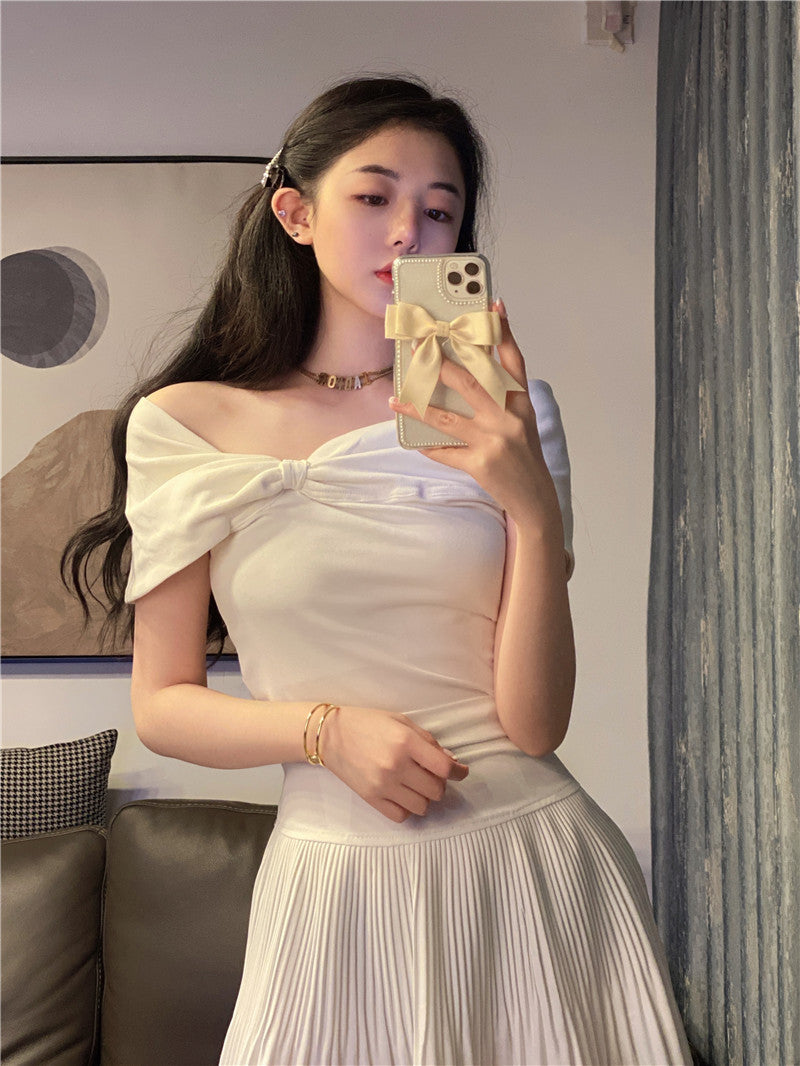 Pure Cotton White T-Shirt Women Short-Sleeved Chic Top