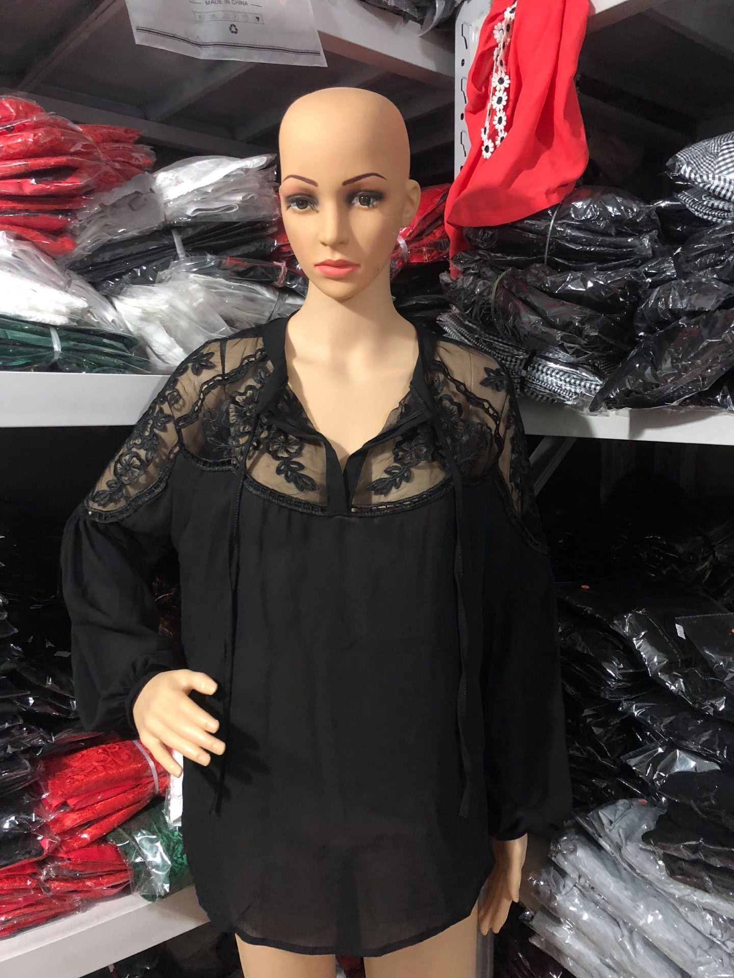 Explosive Sexy See-through V-neck Lace Shirt Shirt