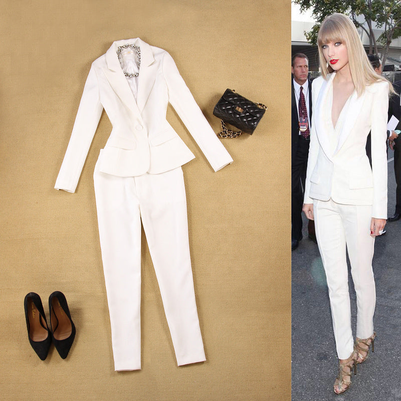 British Slim Light Blue Suit + 9 Pants Set