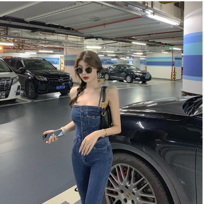 Strapless tube top jumpsuit