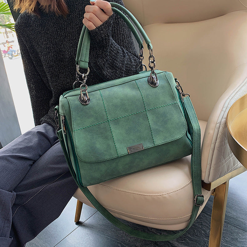 Matte Scrub Female Shoulder Bags Large Capacity Matcha Green PU Leather Lady